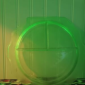 Vintage Large Anchor Hocking PRINCESS Uranium Vaseline Depression Glass 11.5"